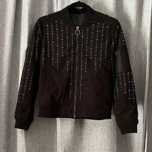 Blank NYC Black BomberJacket with Eyelet Detail